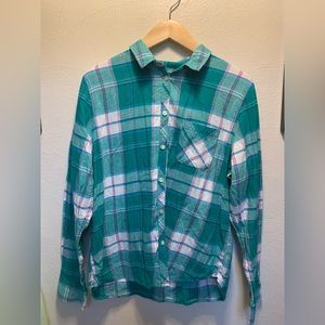 American Eagle, Womens size XL, Plaid teal button up top